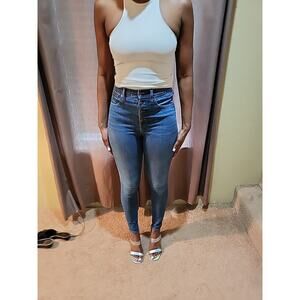 Madewell Jeans Womens 26T Medium Wash 9" High Rise Skinny Button Fly Preppy City
